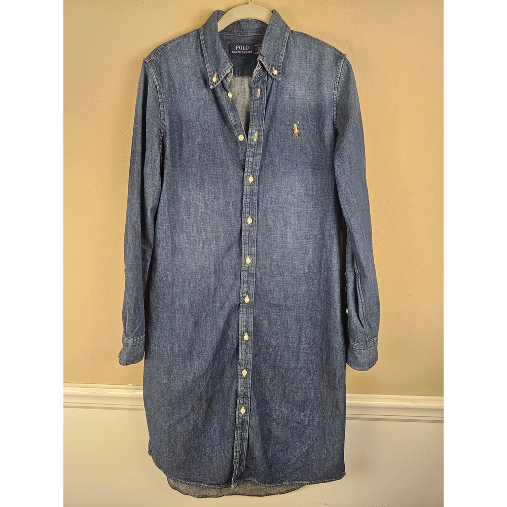 Polo Ralph Lauren Womens Long Sleeve Denim Shirt Dress Medium
